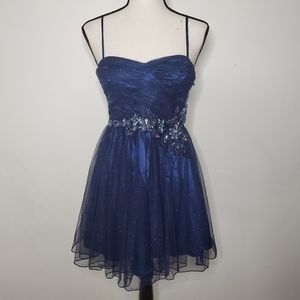TRIXXI blue glitter beaded formal dress